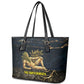 Geb Leather Tote Bag Ancient Egyptian Cracked Earth and Wheat Illustration Egyptian Earth God - African Pride