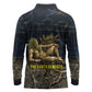 Geb Long Sleeve Polo Shirt Ancient Egyptian Cracked Earth and Wheat Illustration Egyptian Earth God - African Pride