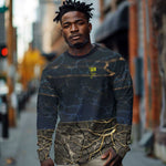 Geb Long Sleeve Shirt Ancient Egyptian Cracked Earth and Wheat Illustration Egyptian Earth God - African Pride