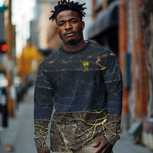 Geb Long Sleeve Shirt Ancient Egyptian Cracked Earth and Wheat Illustration Egyptian Earth God - African Pride