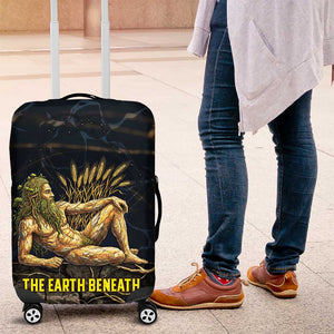 Geb Luggage Cover Ancient Egyptian Cracked Earth and Wheat Illustration Egyptian Earth God - African Pride