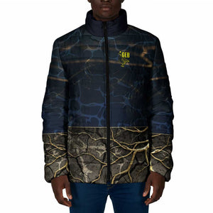 Geb Padded Jacket Ancient Egyptian Cracked Earth and Wheat Illustration Egyptian Earth God - African Pride
