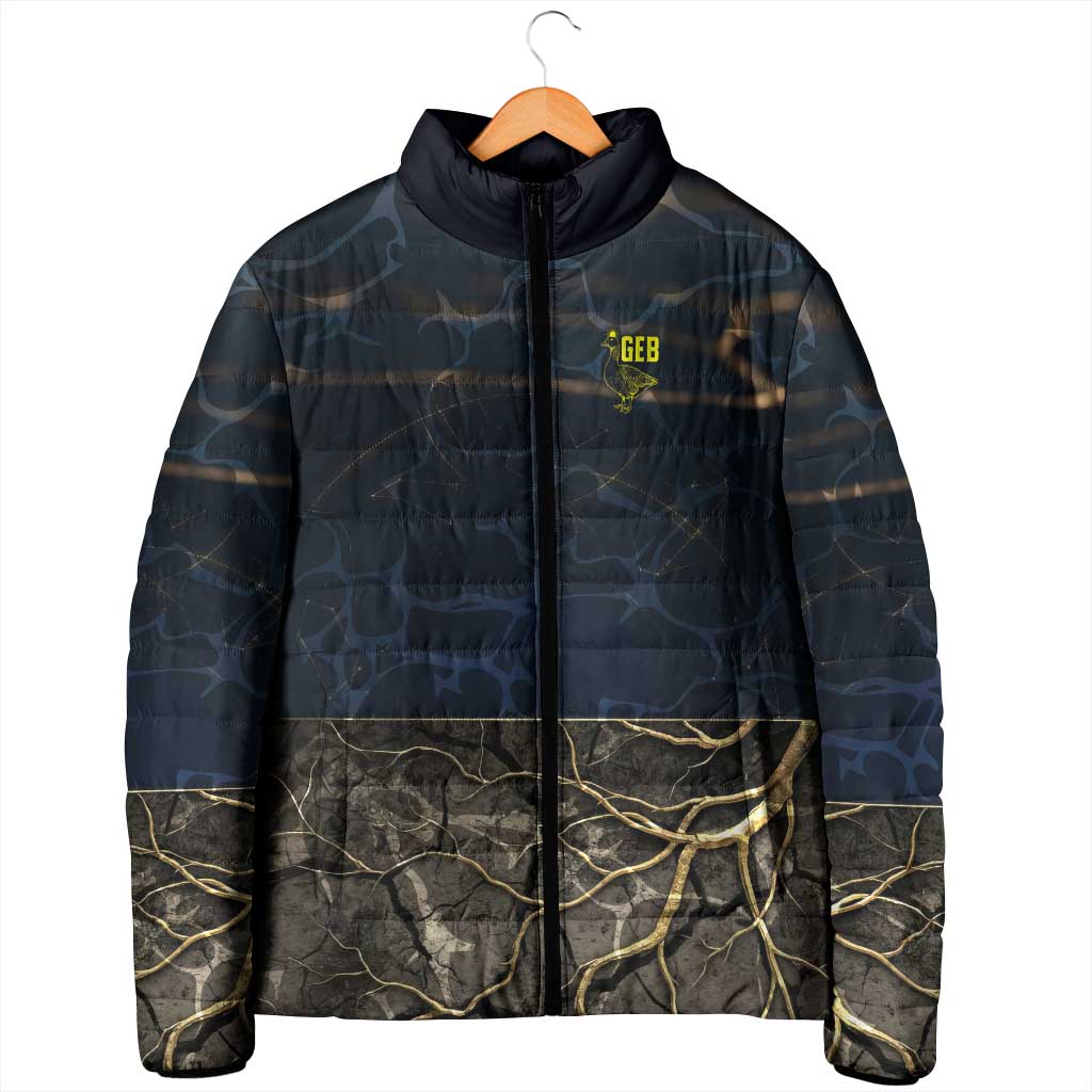Geb Padded Jacket Ancient Egyptian Cracked Earth and Wheat Illustration Egyptian Earth God - African Pride