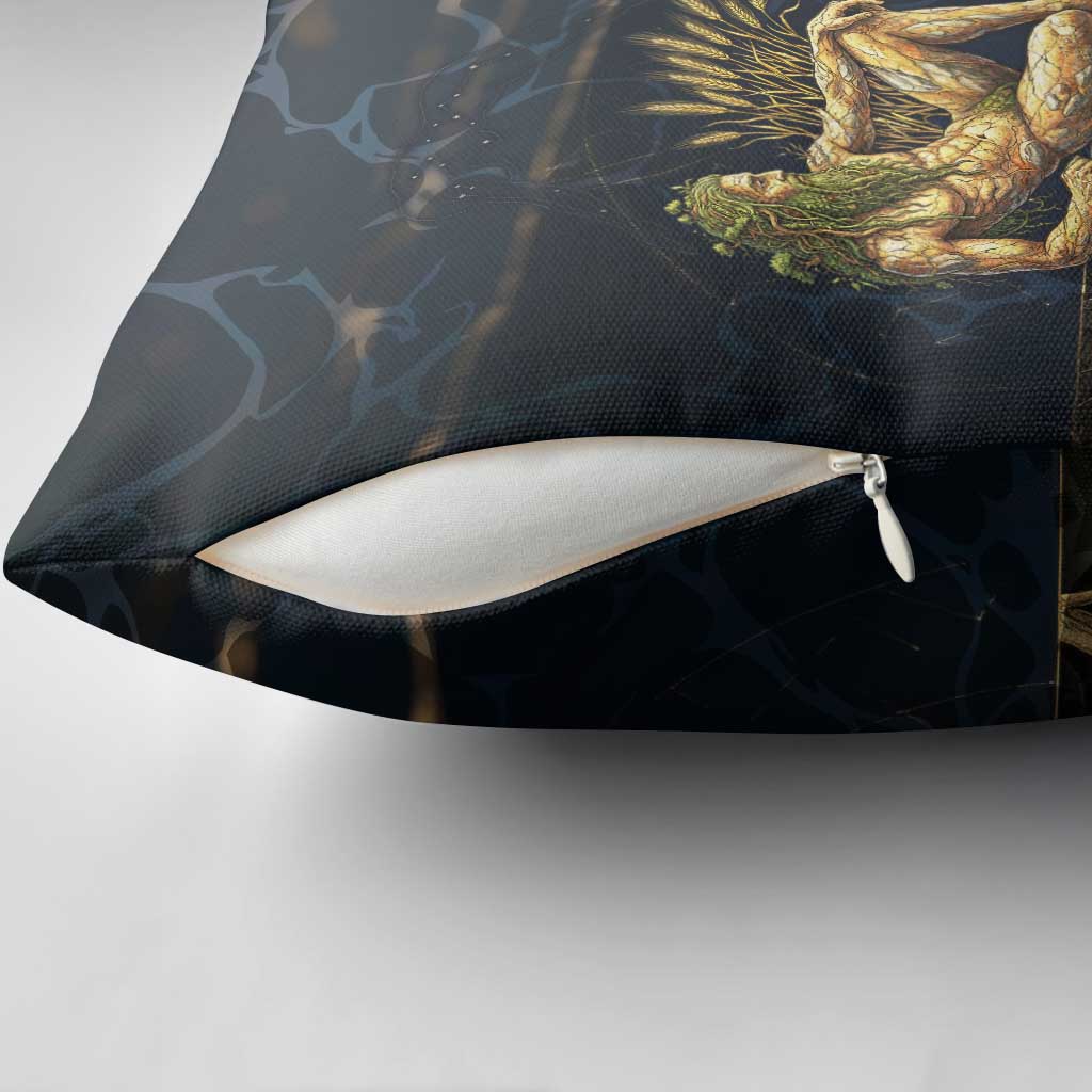 Geb Pillow Cover Ancient Egyptian Cracked Earth and Wheat Illustration Egyptian Earth God - African Pride