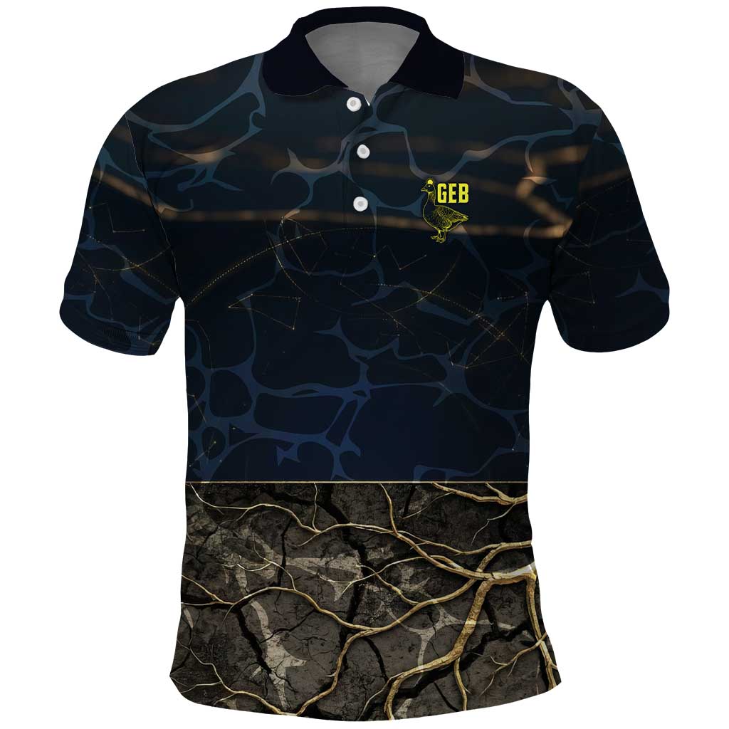 Geb Polo Shirt Ancient Egyptian Cracked Earth and Wheat Illustration Egyptian Earth God - African Pride