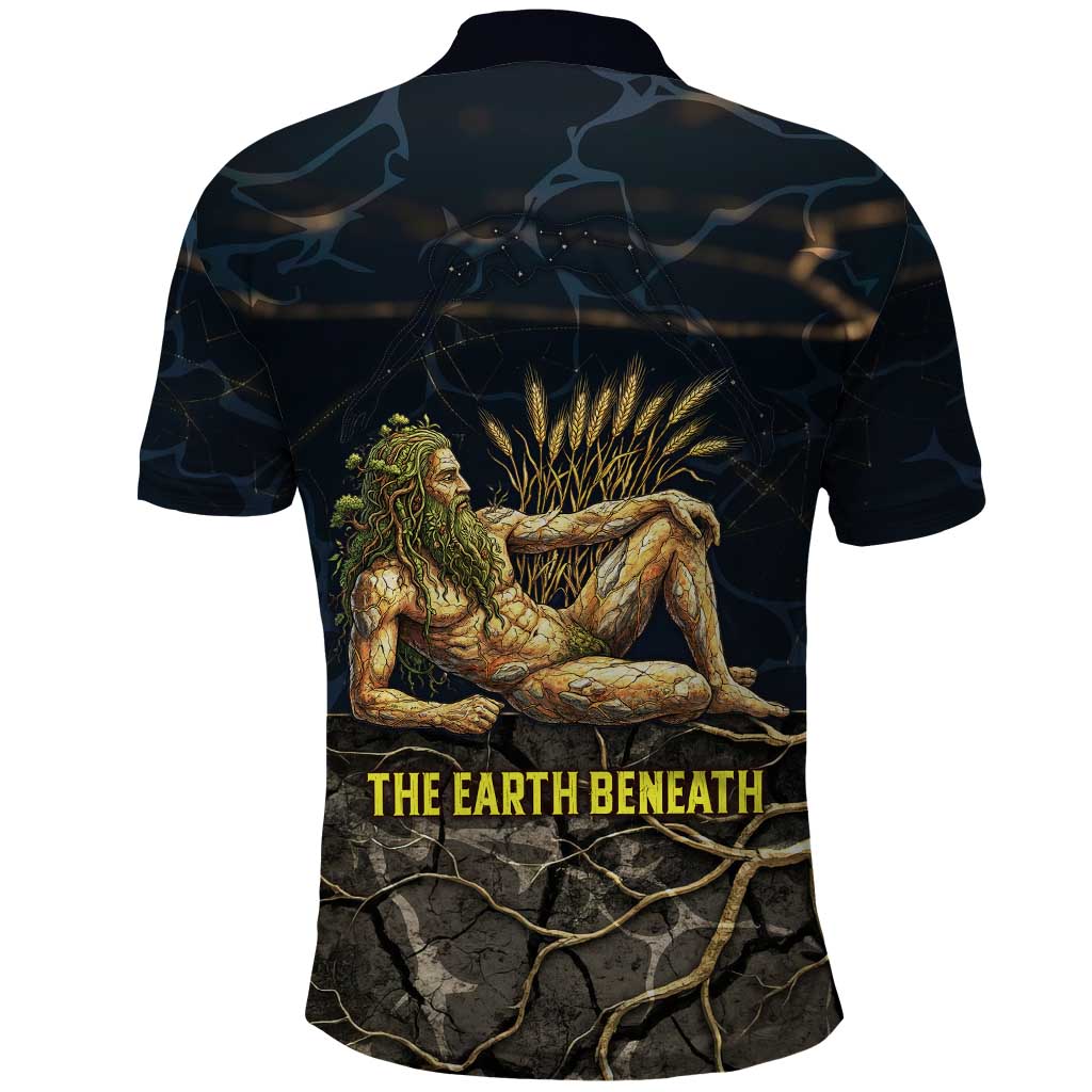 Geb Polo Shirt Ancient Egyptian Cracked Earth and Wheat Illustration Egyptian Earth God - African Pride