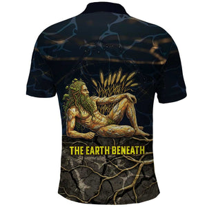 Geb Polo Shirt Ancient Egyptian Cracked Earth and Wheat Illustration Egyptian Earth God - African Pride
