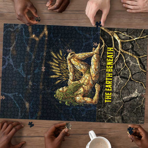 Geb Puzzle Ancient Egyptian Cracked Earth and Wheat Illustration Egyptian Earth God - African Pride