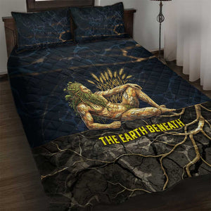 Geb Quilt Bed Set Ancient Egyptian Cracked Earth and Wheat Illustration Egyptian Earth God - African Pride