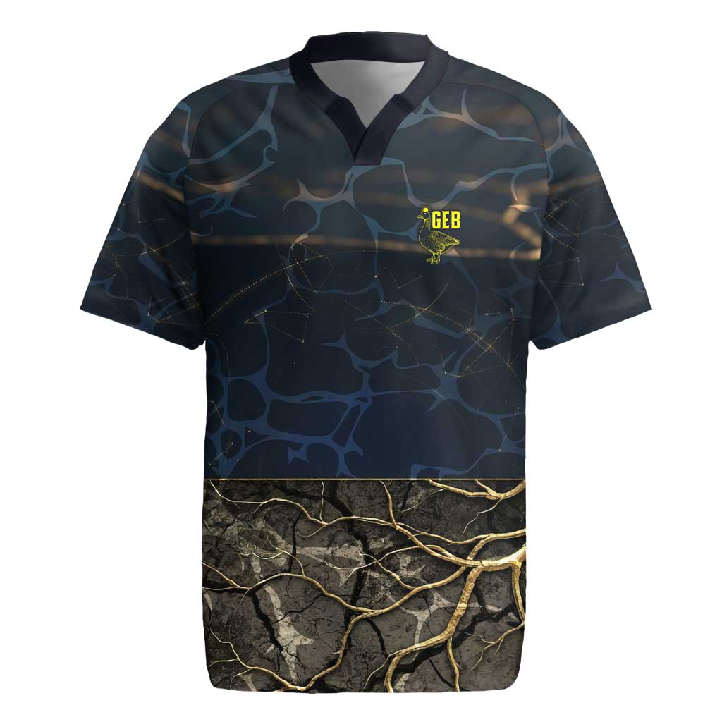 Geb Rugby Jersey Ancient Egyptian Cracked Earth and Wheat Illustration Egyptian Earth God - African Pride