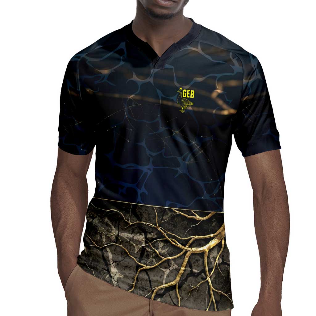 Geb Rugby Jersey Ancient Egyptian Cracked Earth and Wheat Illustration Egyptian Earth God - African Pride