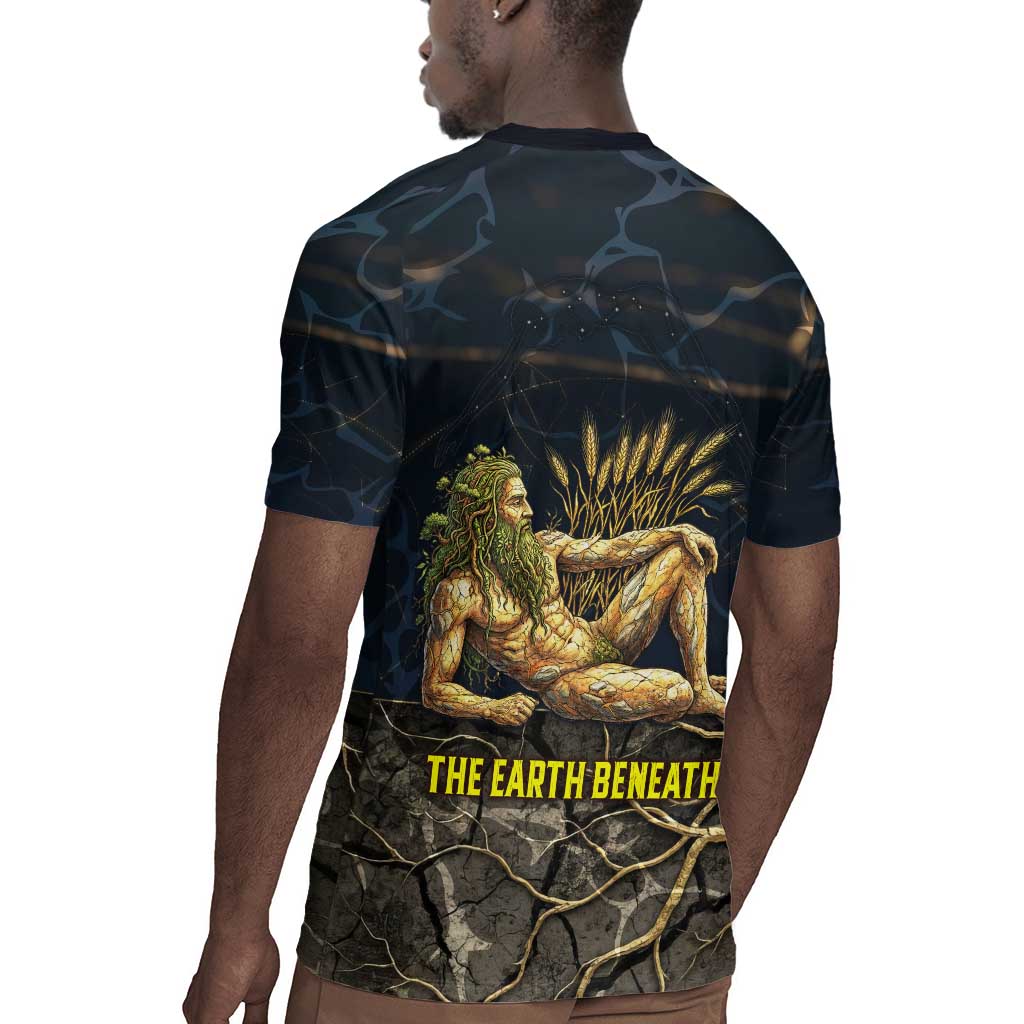 Geb Rugby Jersey Ancient Egyptian Cracked Earth and Wheat Illustration Egyptian Earth God - African Pride