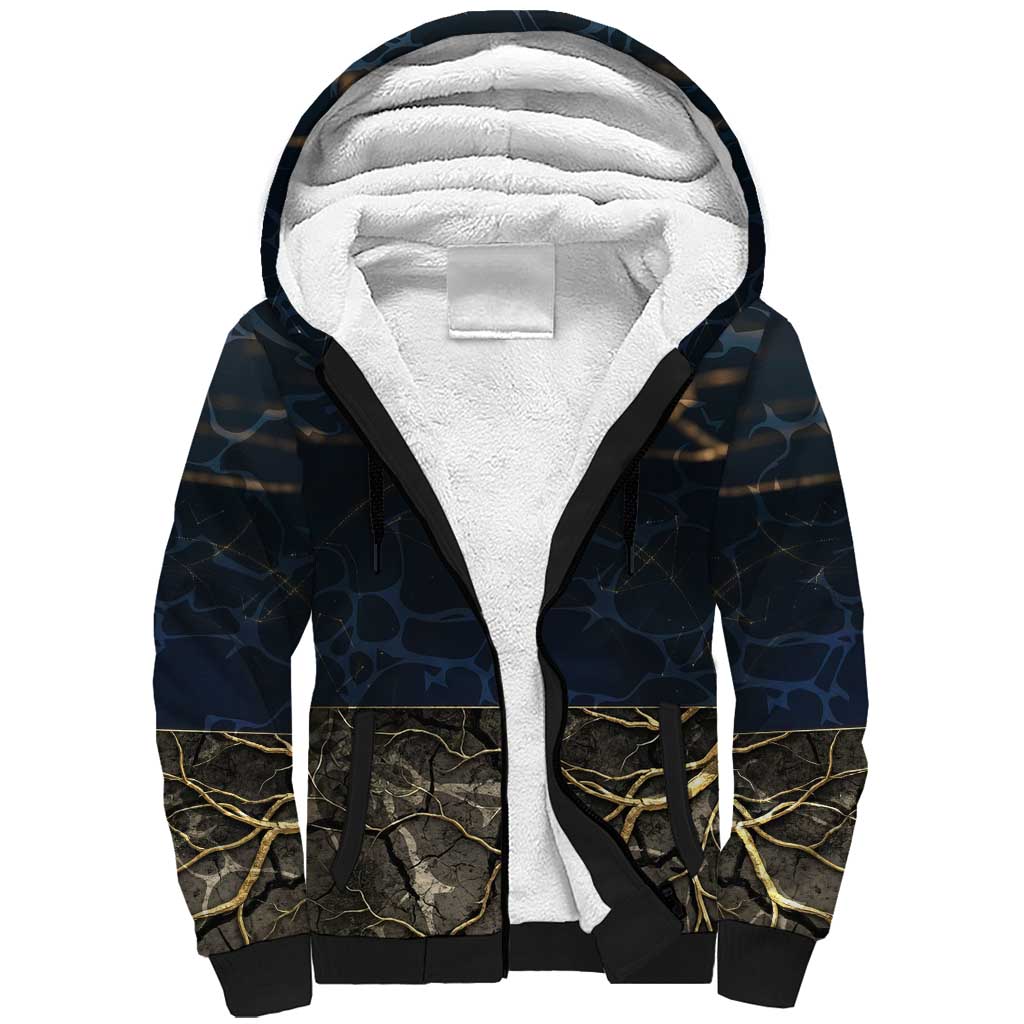 Geb Sherpa Hoodie Ancient Egyptian Cracked Earth and Wheat Illustration Egyptian Earth God - African Pride
