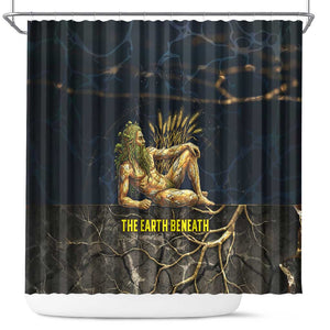 Geb Shower Curtain Ancient Egyptian Cracked Earth and Wheat Illustration Egyptian Earth God - African Pride