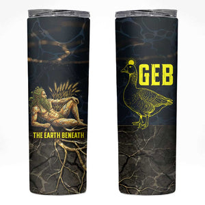 Geb Skinny Tumbler Ancient Egyptian Cracked Earth and Wheat Illustration Egyptian Earth God - African Pride