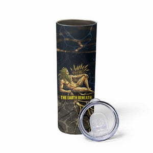 Geb Skinny Tumbler Ancient Egyptian Cracked Earth and Wheat Illustration Egyptian Earth God - African Pride