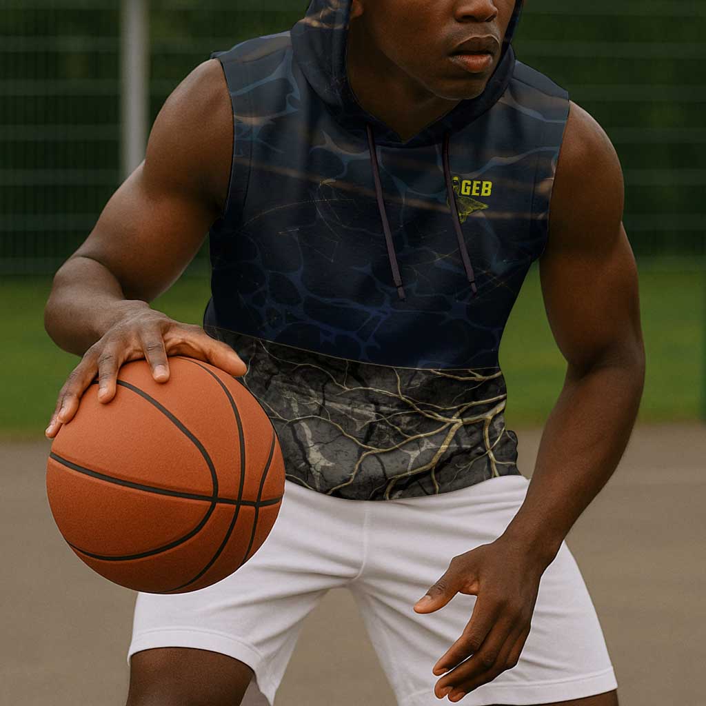 Geb Sleeveless Hoodie Ancient Egyptian Cracked Earth and Wheat Illustration Egyptian Earth God - African Pride