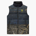 Geb Sleeveless Puffer Jacket Ancient Egyptian Cracked Earth and Wheat Illustration Egyptian Earth God - African Pride