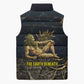 Geb Sleeveless Puffer Jacket Ancient Egyptian Cracked Earth and Wheat Illustration Egyptian Earth God - African Pride