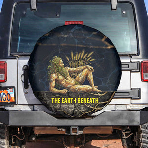 Geb Spare Tire Cover Ancient Egyptian Cracked Earth and Wheat Illustration Egyptian Earth God - African Pride