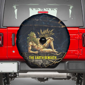 Geb Spare Tire Cover Ancient Egyptian Cracked Earth and Wheat Illustration Egyptian Earth God - African Pride