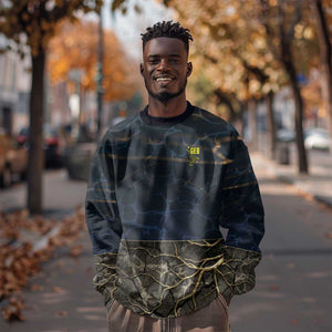 Geb Sweatshirt Ancient Egyptian Cracked Earth and Wheat Illustration Egyptian Earth God - African Pride