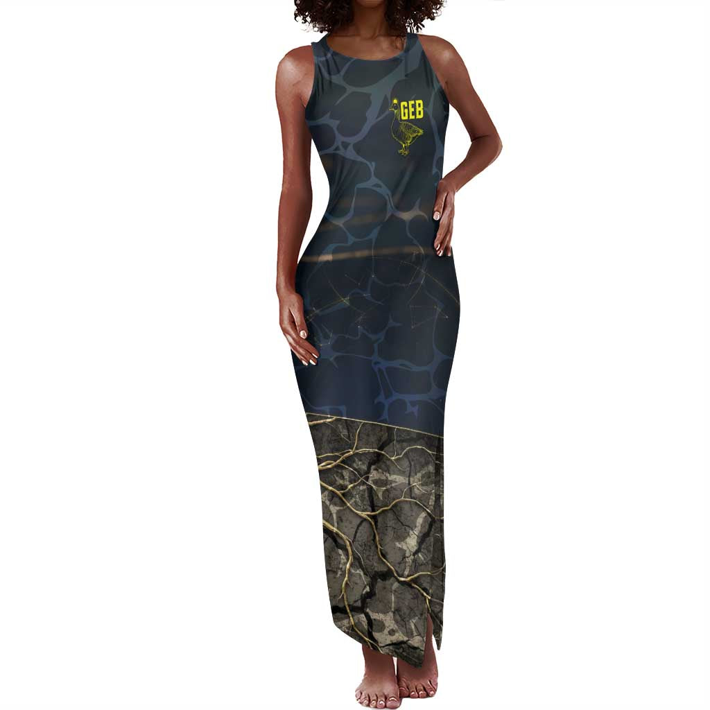 Geb Tank Maxi Dress Ancient Egyptian Cracked Earth and Wheat Illustration Egyptian Earth God - African Pride