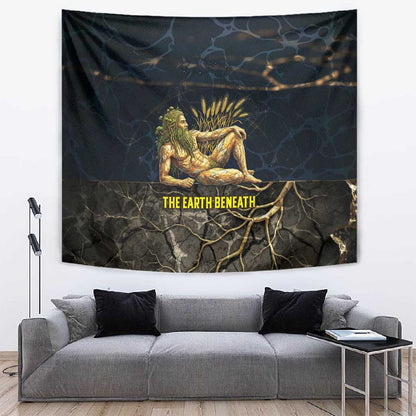 Geb Tapestry Ancient Egyptian Cracked Earth and Wheat Illustration Egyptian Earth God - African Pride
