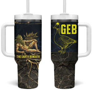 Geb Tumbler With Handle Ancient Egyptian Cracked Earth and Wheat Illustration Egyptian Earth God - African Pride