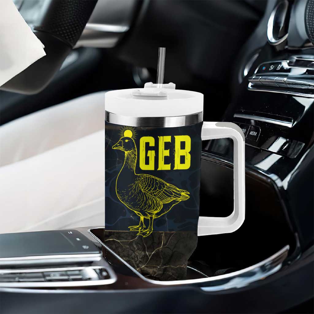 Geb Tumbler With Handle Ancient Egyptian Cracked Earth and Wheat Illustration Egyptian Earth God - African Pride