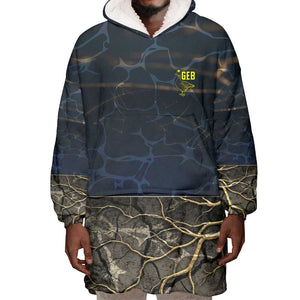 Geb Wearable Blanket Hoodie Ancient Egyptian Cracked Earth and Wheat Illustration Egyptian Earth God - African Pride