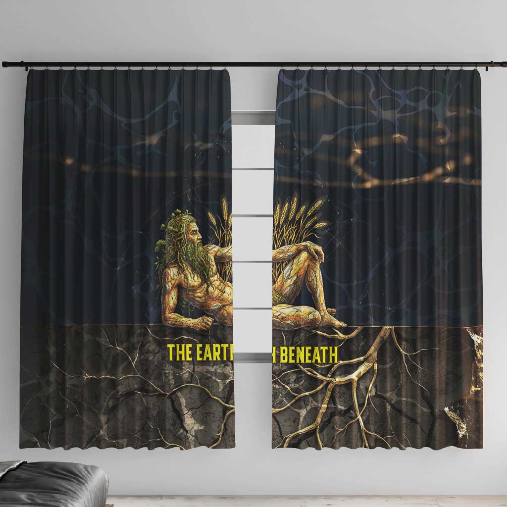 Geb Window Curtain Ancient Egyptian Cracked Earth and Wheat Illustration Egyptian Earth God - African Pride