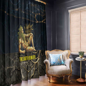 Geb Window Curtain Ancient Egyptian Cracked Earth and Wheat Illustration Egyptian Earth God - African Pride
