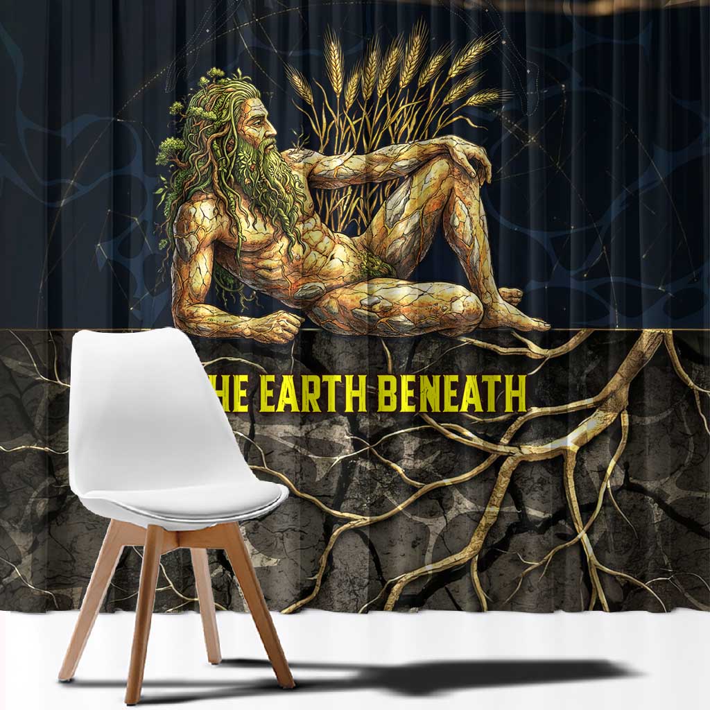 Geb Window Curtain Ancient Egyptian Cracked Earth and Wheat Illustration Egyptian Earth God - African Pride