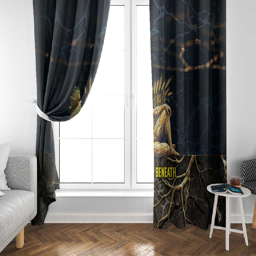 Geb Window Curtain Ancient Egyptian Cracked Earth and Wheat Illustration Egyptian Earth God - African Pride