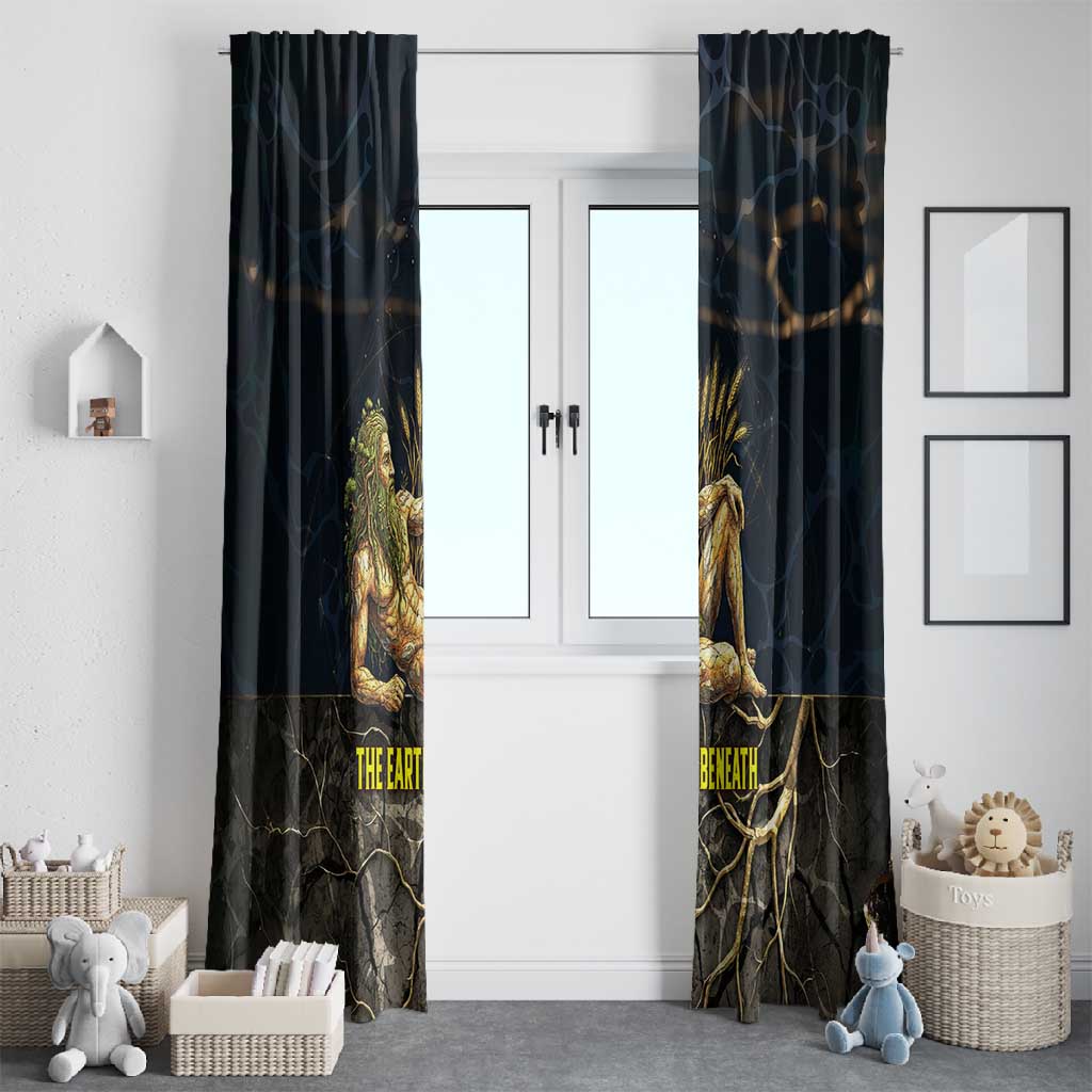 Geb Window Curtain Ancient Egyptian Cracked Earth and Wheat Illustration Egyptian Earth God - African Pride