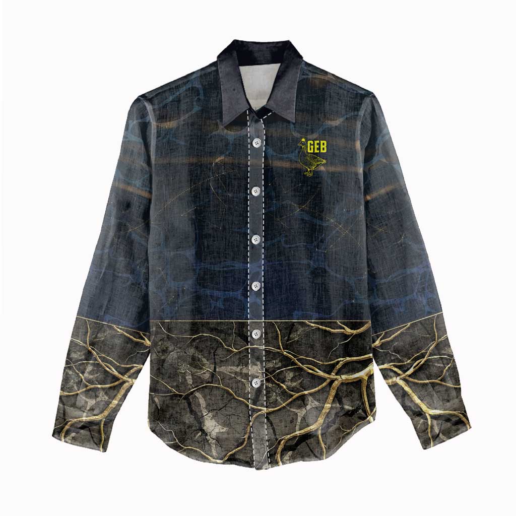 Geb Women Casual Shirt Ancient Egyptian Cracked Earth and Wheat Illustration Egyptian Earth God - African Pride