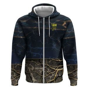 Geb Zip Hoodie Ancient Egyptian Cracked Earth and Wheat Illustration Egyptian Earth God - African Pride