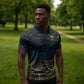 Geb Zipper Polo Shirt Ancient Egyptian Cracked Earth and Wheat Illustration Egyptian Earth God - African Pride