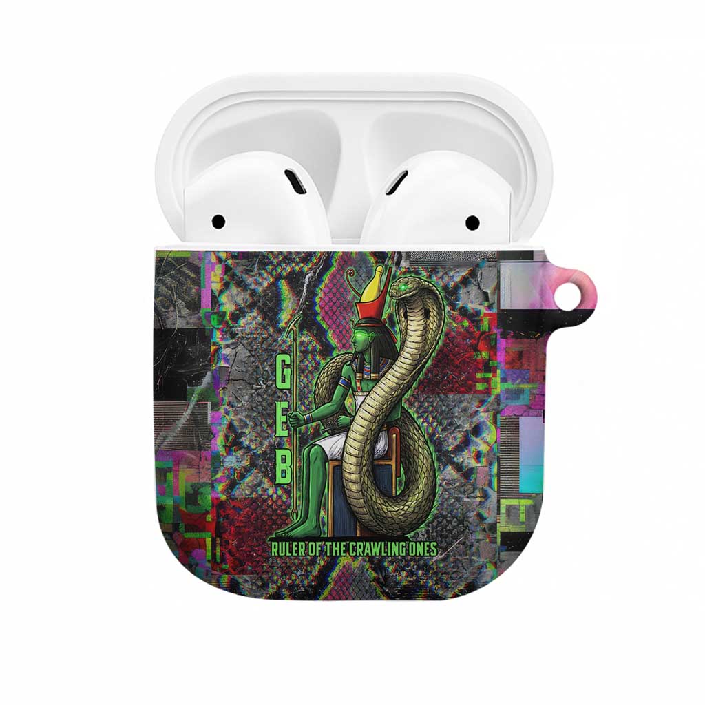 Geb Ancient Egyptian AirPods Case with Serpent Throne and Snake Skin Texture Egyptian Earth God Tribute - African Pride