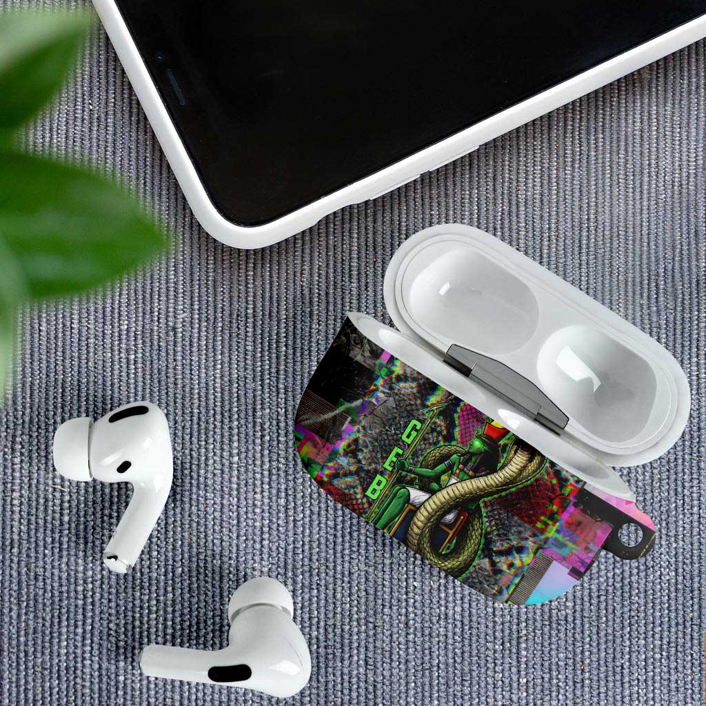 Geb Ancient Egyptian AirPods Case with Serpent Throne and Snake Skin Texture Egyptian Earth God Tribute - African Pride