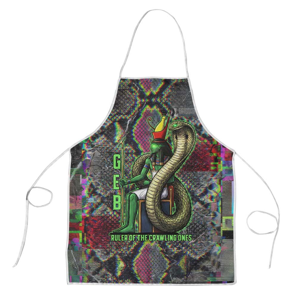 Geb Ancient Egyptian Apron with Serpent Throne and Snake Skin Texture Egyptian Earth God Tribute - African Pride