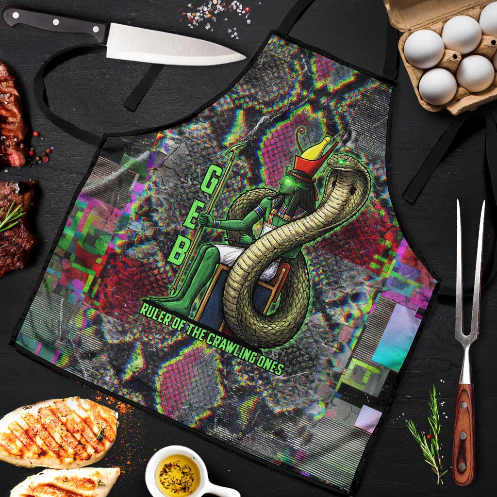 Geb Ancient Egyptian Apron with Serpent Throne and Snake Skin Texture Egyptian Earth God Tribute - African Pride