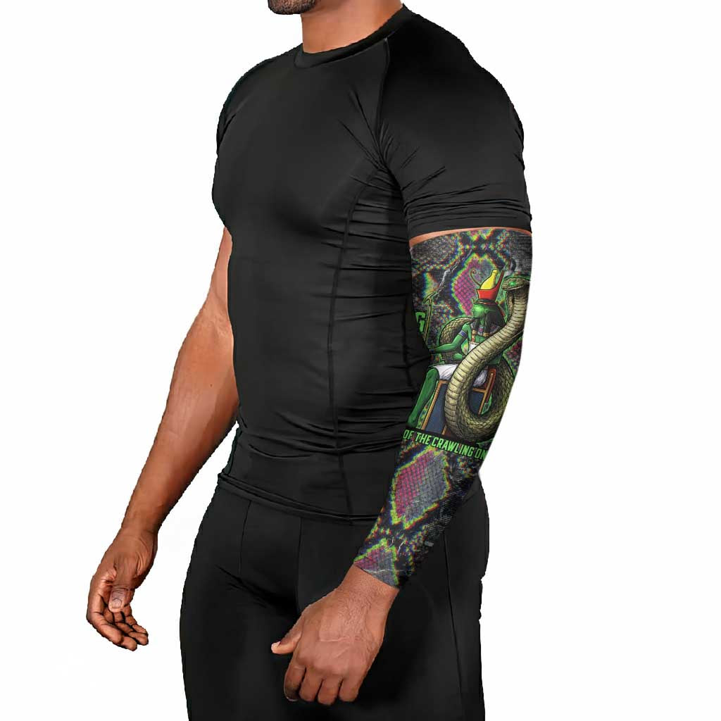 Geb Ancient Egyptian Arm Sleeves with Serpent Throne and Snake Skin Texture Egyptian Earth God Tribute - African Pride