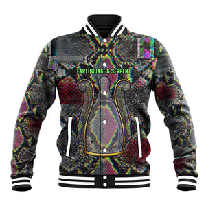 Geb Ancient Egyptian Baseball Jacket with Serpent Throne and Snake Skin Texture Egyptian Earth God Tribute - African Pride