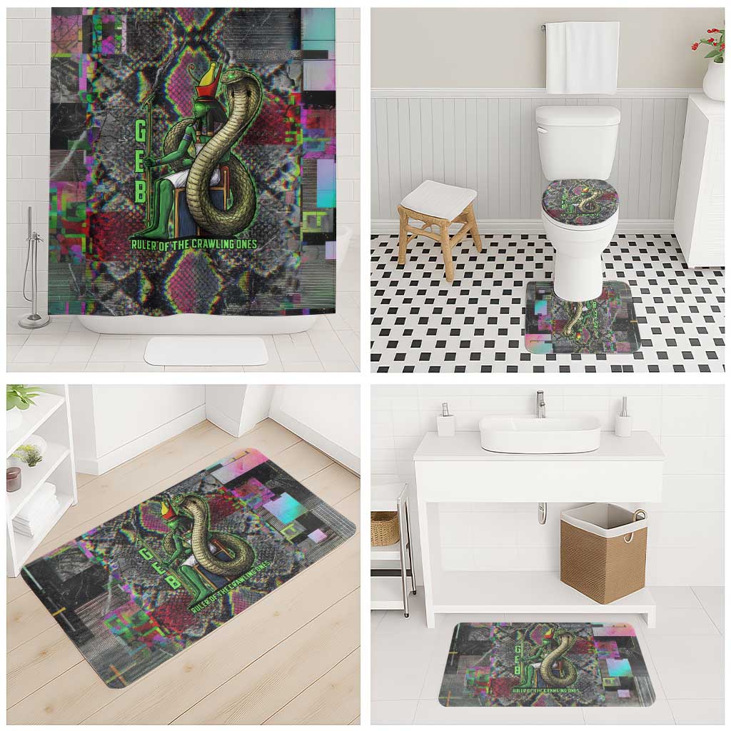 Geb Ancient Egyptian Bathroom Set with Serpent Throne and Snake Skin Texture Egyptian Earth God Tribute - African Pride