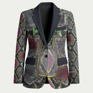Geb Ancient Egyptian Blazer with Serpent Throne and Snake Skin Texture Egyptian Earth God Tribute - African Pride