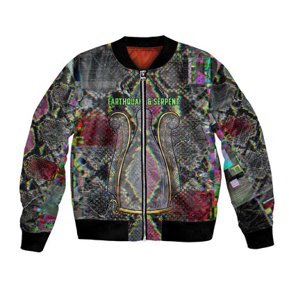 Geb Ancient Egyptian Bomber Jacket with Serpent Throne and Snake Skin Texture Egyptian Earth God Tribute - African Pride