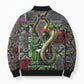 Geb Ancient Egyptian Bomber Puffer Jacket with Serpent Throne and Snake Skin Texture Egyptian Earth God Tribute - African Pride