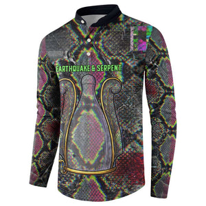 Geb Ancient Egyptian Button Sweatshirt with Serpent Throne and Snake Skin Texture Egyptian Earth God Tribute